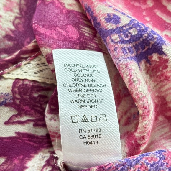 Fairy Womens XXL Pink Lace Trim Peasant Top Floral Boho Cottagecore Sheer 19914 - Picture 11 of 12